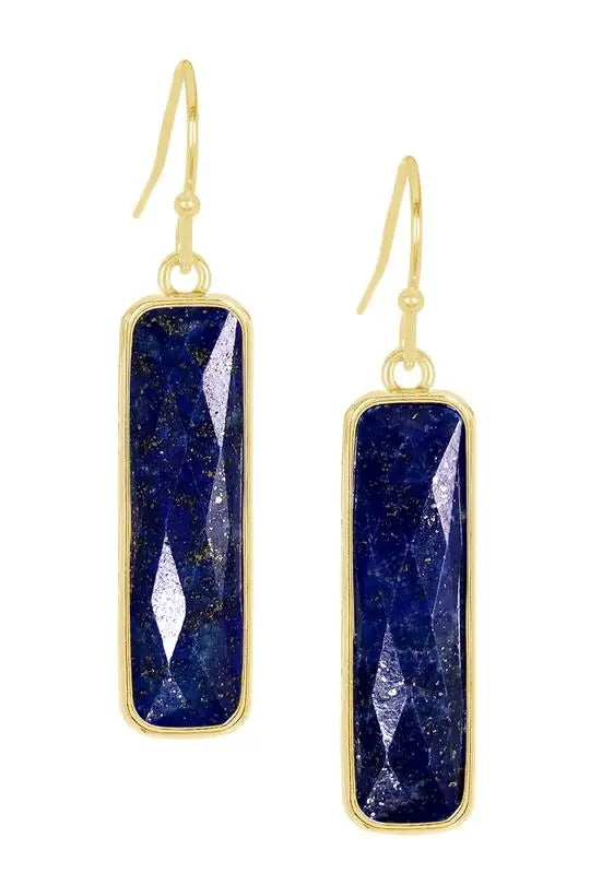 Lapis Lazuli Rectangle Earrings Pendant Necklace Jewelry - Charlie Dolly