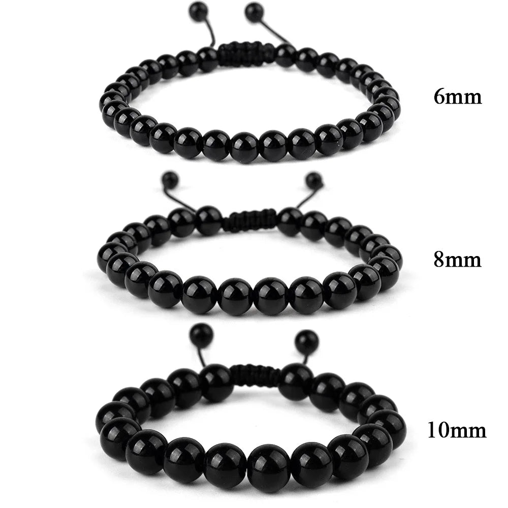 Natural Stone Beaded Bracelet — Tiger Eye, Agate & Lava