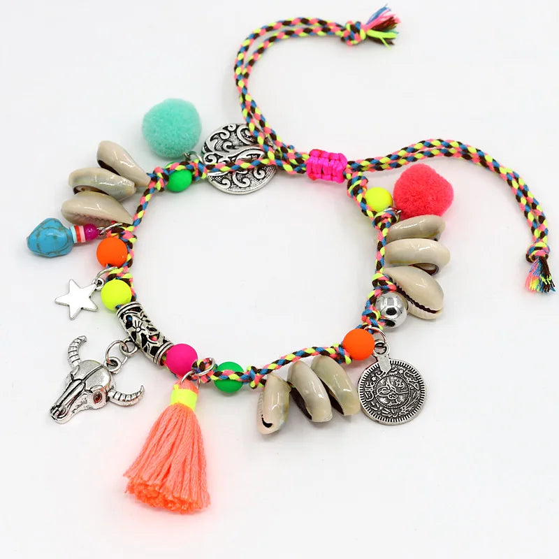 Shell and Tassel Barefoot Boho Ankle Bracelet
