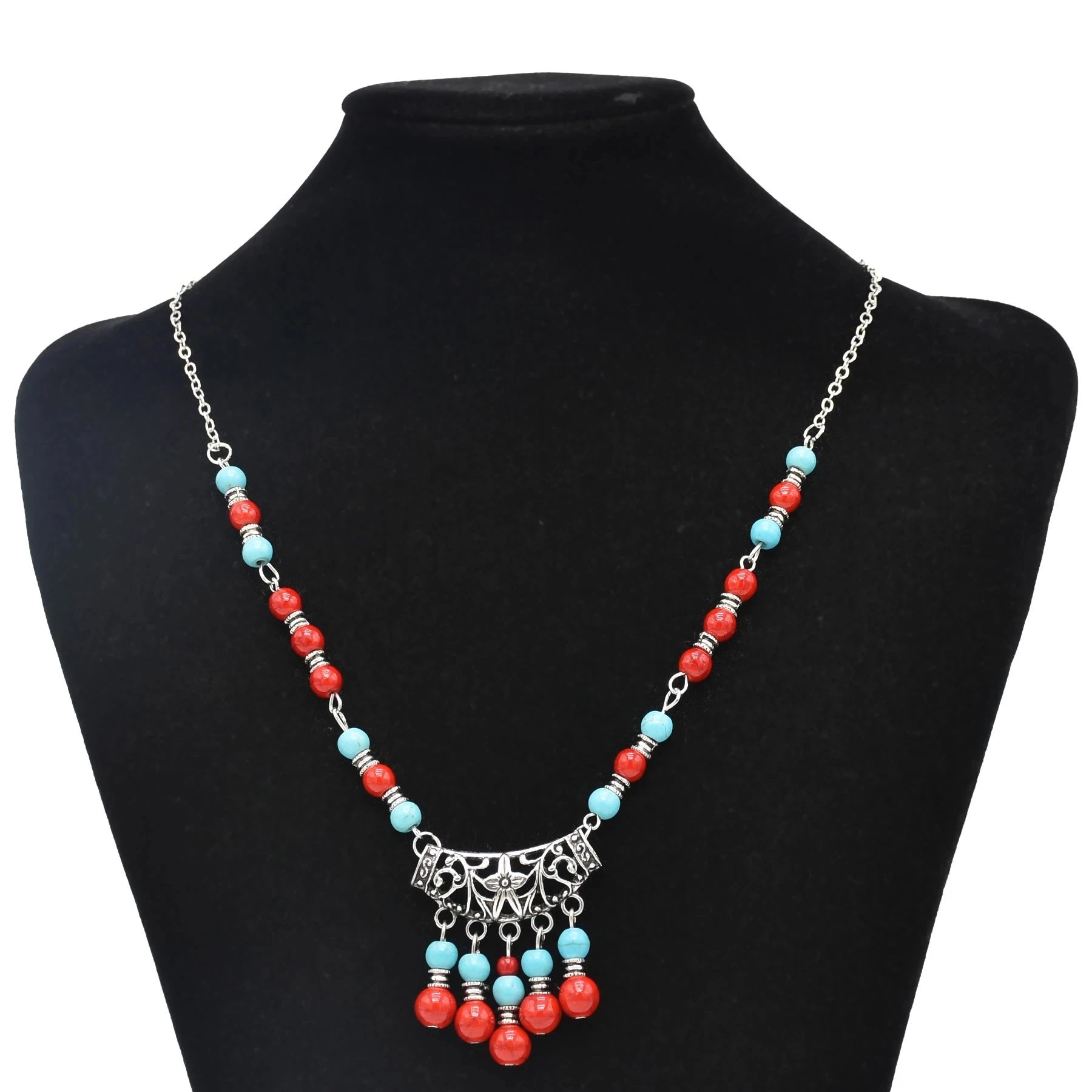 Turkish Coin Stone Tassel Bib Choker Necklace Jewelry