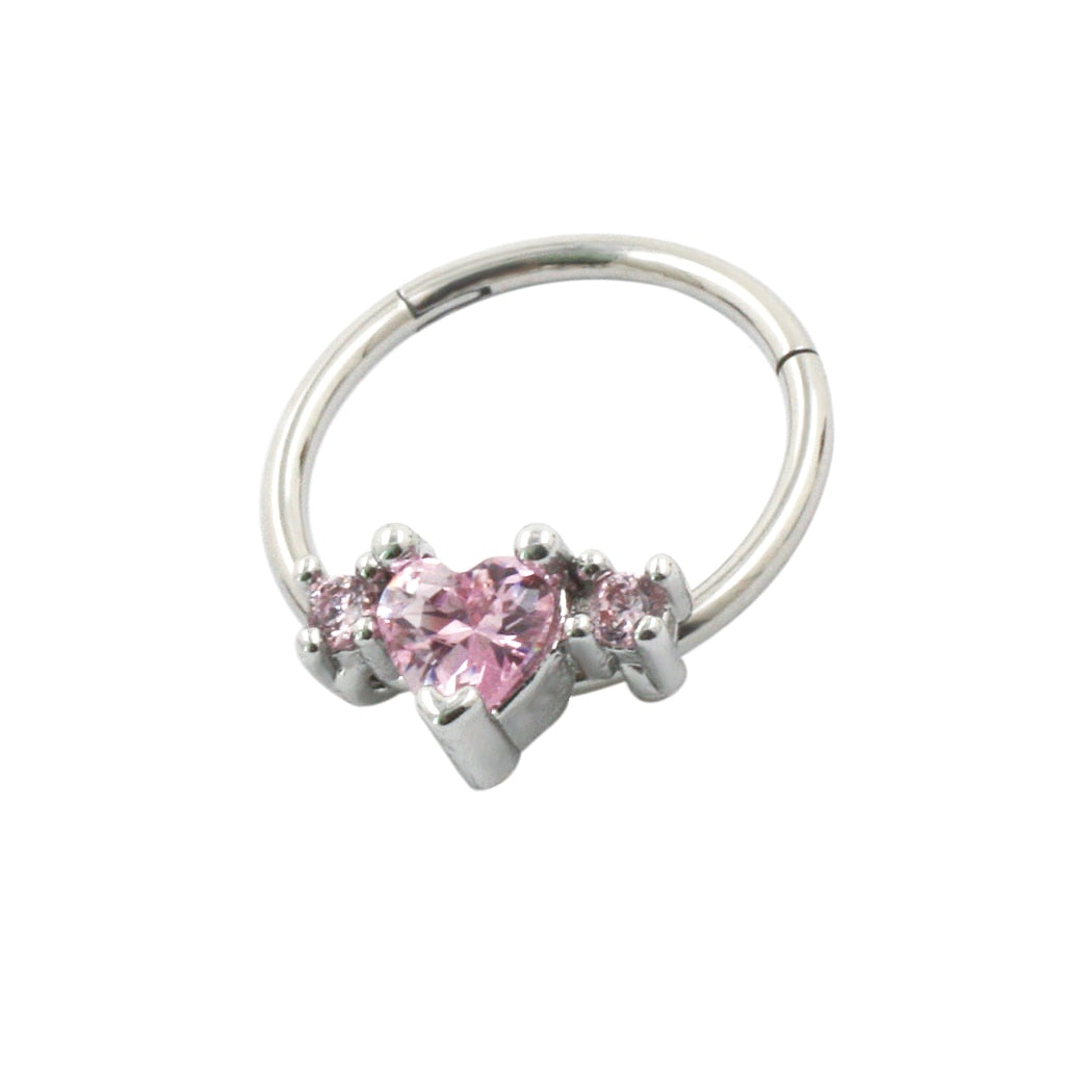 JHJT 20G 18G Heart Septum Nose Piercing Surgical Steel Clear CZ Nose Ring Nostril Piercing Helix Cartilage Earrings Ear Jewelry