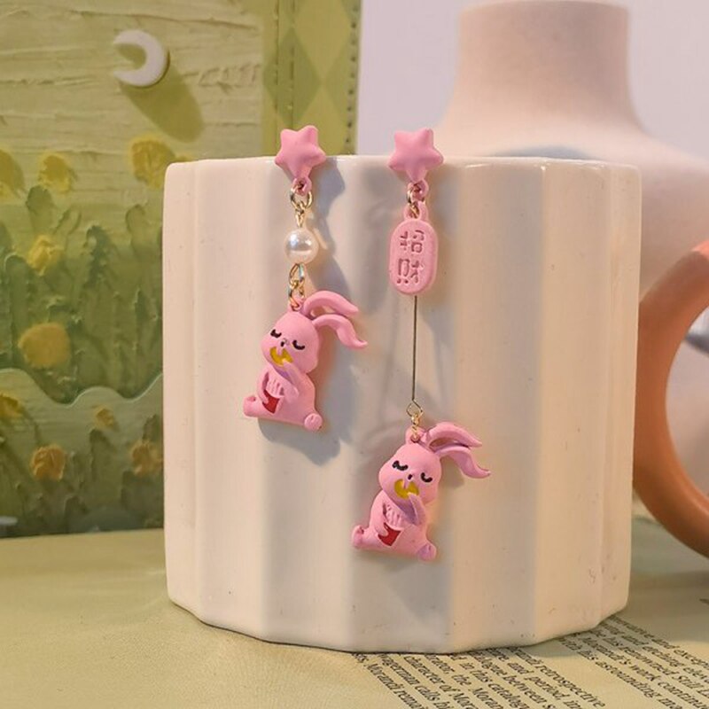 Cute Enamel Cat Balloon Stud Earrings for Women Fashion Drop Rabbit Flower Heart Colorful Jewelry Dangle Wedding Party Girl Gift