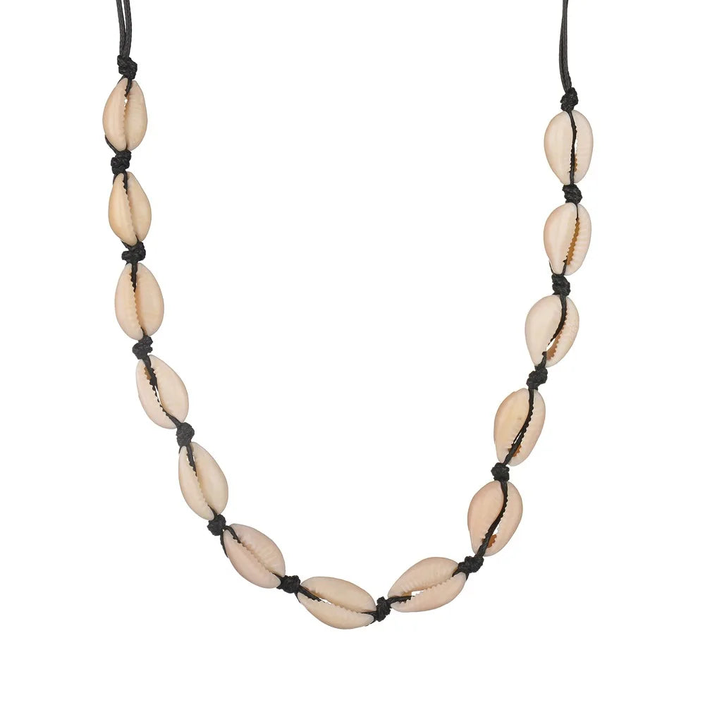 Chained Shell Pendant Boho Choker Necklace