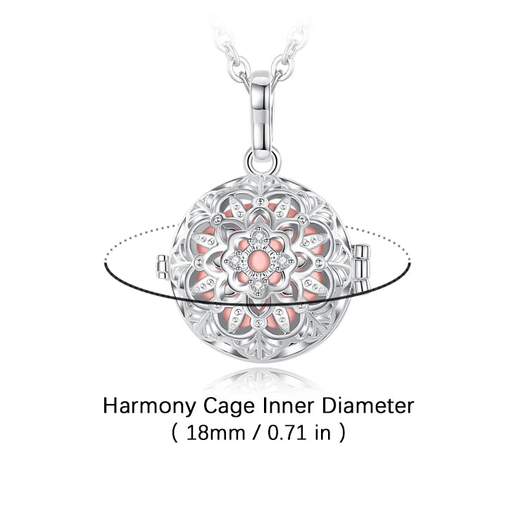 Eudora 18mm Harmony Ball Lotus Cage Pregnancy Bola Necklace, Angel Caller Amulet