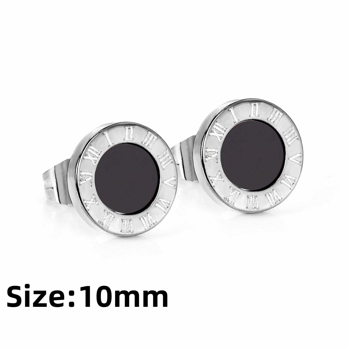 LUXUKISSKIDS Roman Numerals Men's Earrings Gothic Black Studs Steel Korean Fashion For Women 2023 Trendy Punk CZ Hiphop Piercing