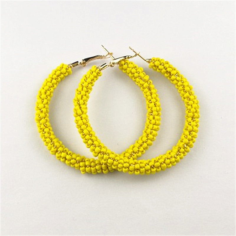 Bohemian Colorful Round Rice Beads Drop Earrings for Women Fashion Multicolor Handmade Dangle Earrings Female Party Jewelry Gift