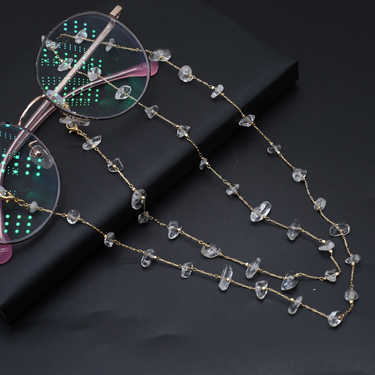 Natural Crystal Glasses Chain Trendy Quartzs Eyeglasses Chains for Women Men Glasses Mask Accessories Wholesale Length 80cm