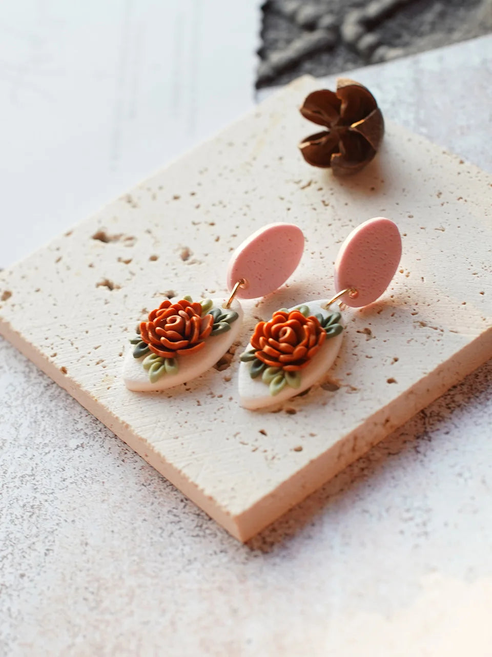 Clay Flower Cluster Egg Nest Earrings Jewelry