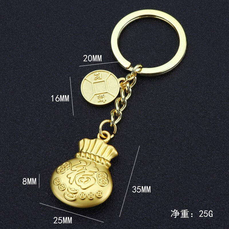 Maneki Neko Japan Lucky Cat Keychain Kawaii Trinkets Alloy Accessory Car Bag Pendant Key Chain Pray Golden Keyfob Couple Gift