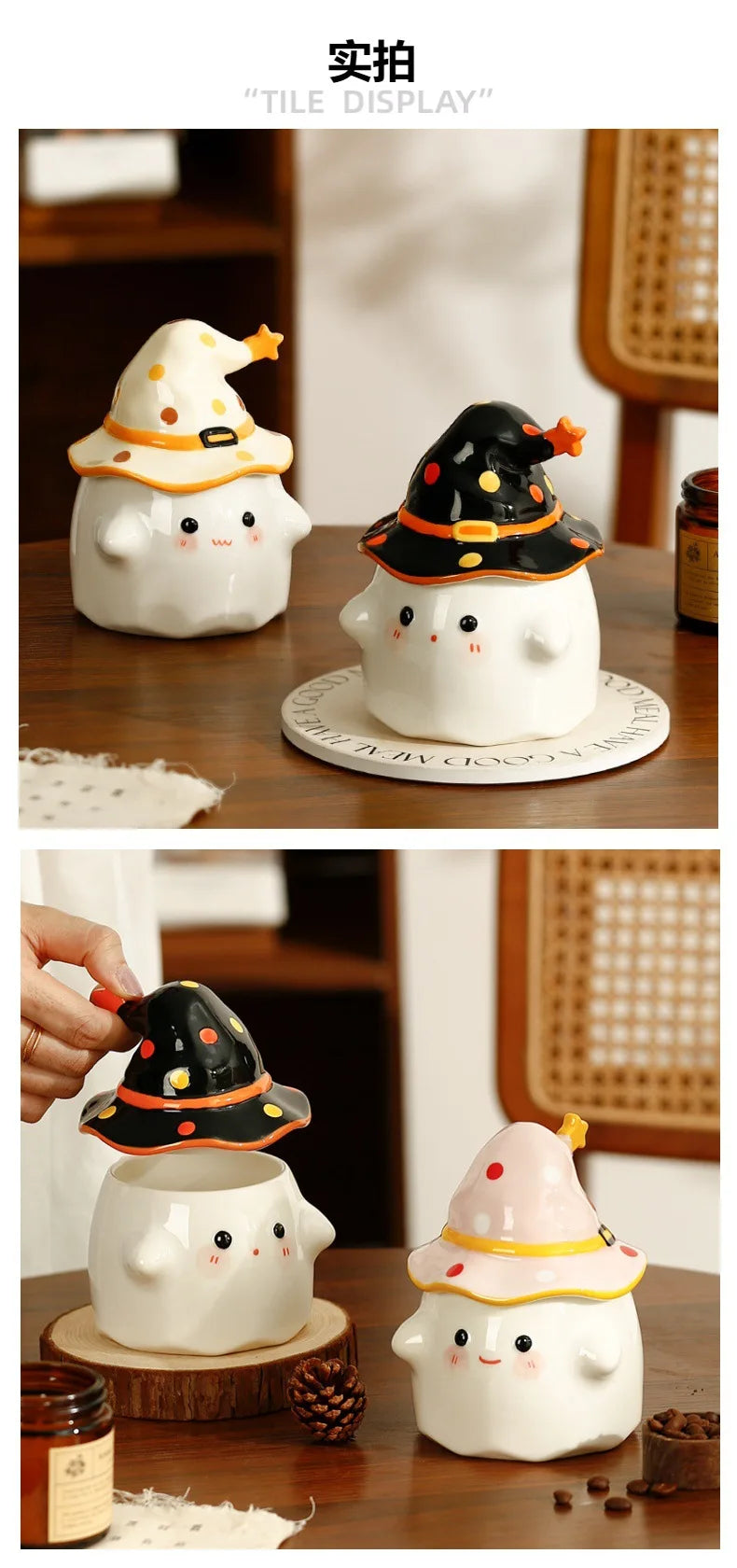 Funny Ghost Ceramic Mugs Coffee Cups with Lids Office Afternoon Tea Coffee Cup Halloween and Easter Gifts Friends - Charlie Dolly