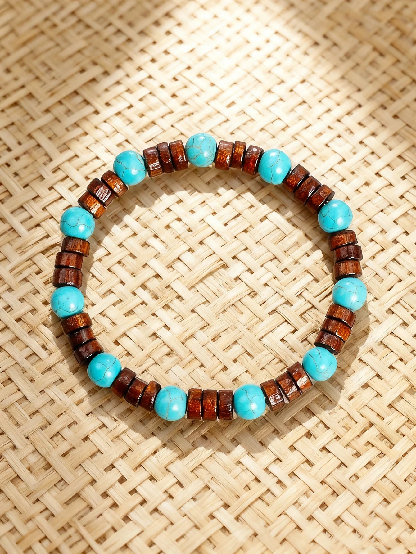 Natural Stone & Wood Bead Boho Protection Bracelet, Handmade Grounding Talisman