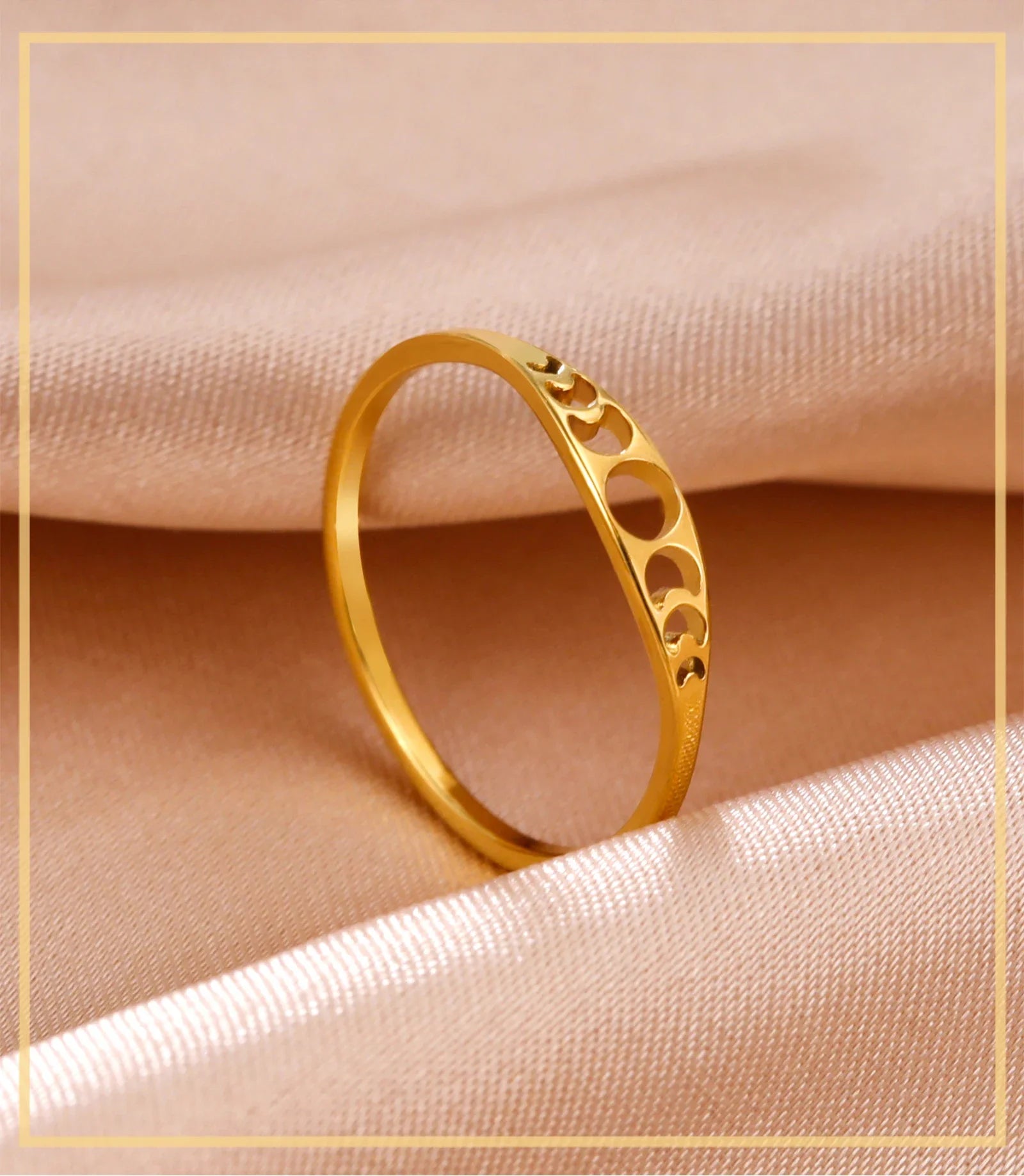 Crescent Moon Phase Ring, Stainless Steel Witch Amulet Skyrim-Inspired