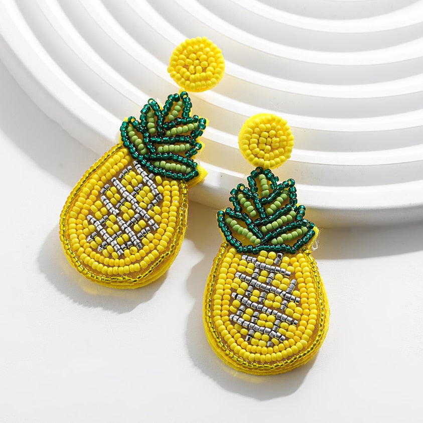 Bohemia Colorful Seed Beads evil eye Flower Drop Earrings For Women Handmade Tassel swan Statement Dangle Earrings Jewelry