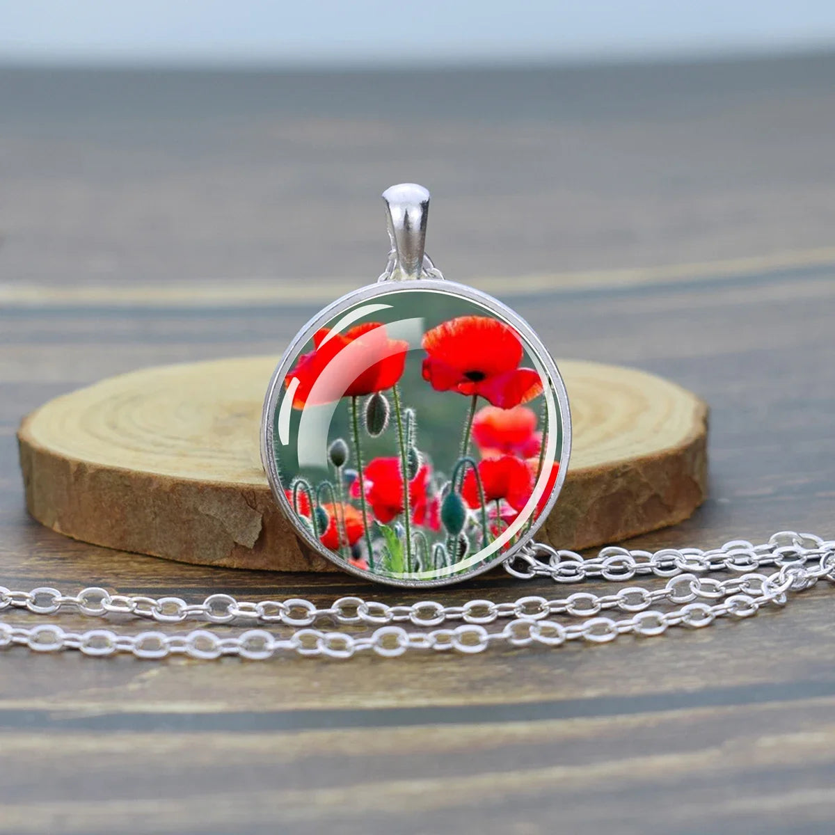 Pressed Flower Glass Pendant, Botanical Boho Nature Necklace