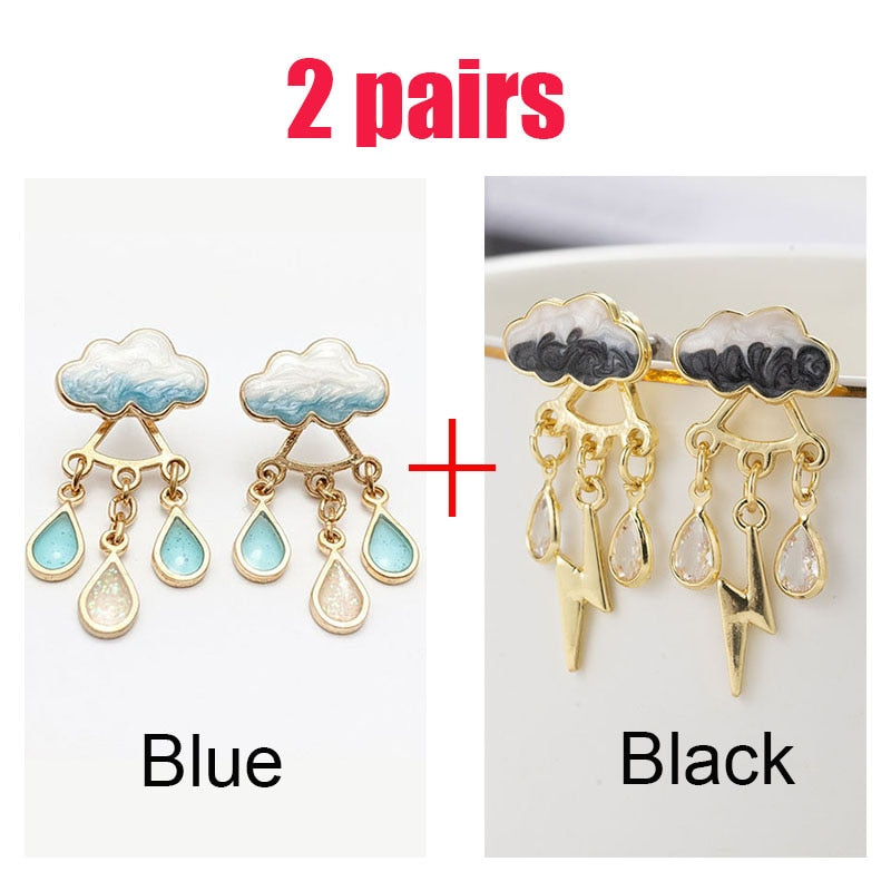 Original Cute Cloud Blue Rain Drop Dangle Earrings For Women 2022 Sweet White Glaze Charming Jewelry