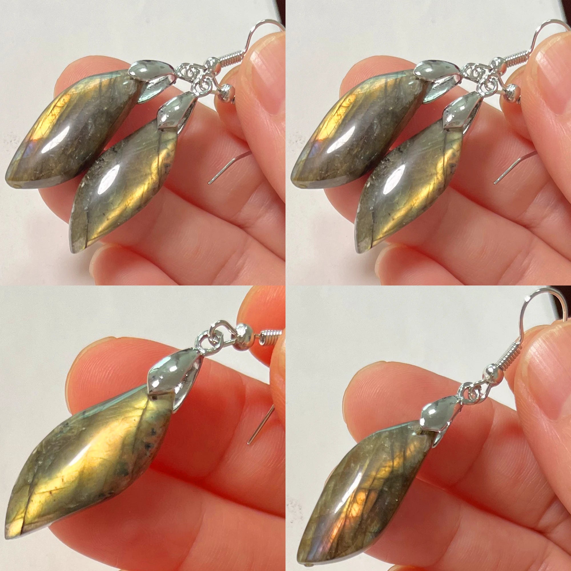 Blue Labradorite Pendant & Earrings Set, Raw Natural Stone Unisex Boho Jewelry
