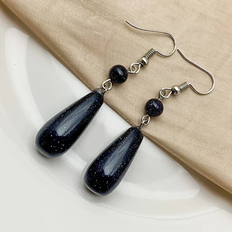 Malachite Tiger Eye Statement Drop Earrings Jewelry