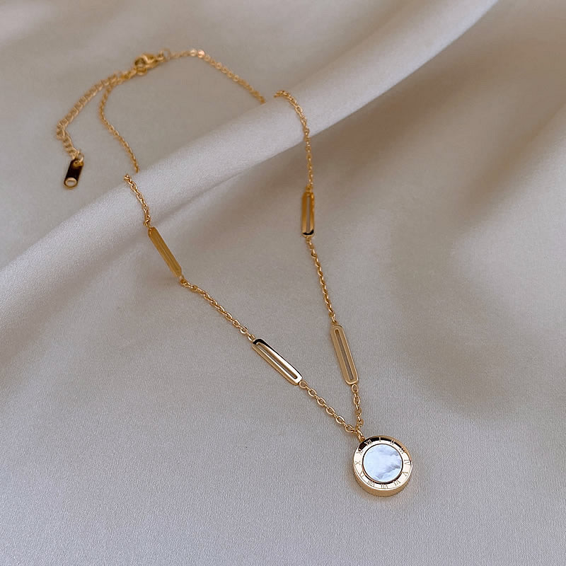 Classic Fashion Stainless Steel Roman Digital Wafer Pendant Necklace 2022 Fashion Jewelry Christmas Party Women's Sexy Necklace