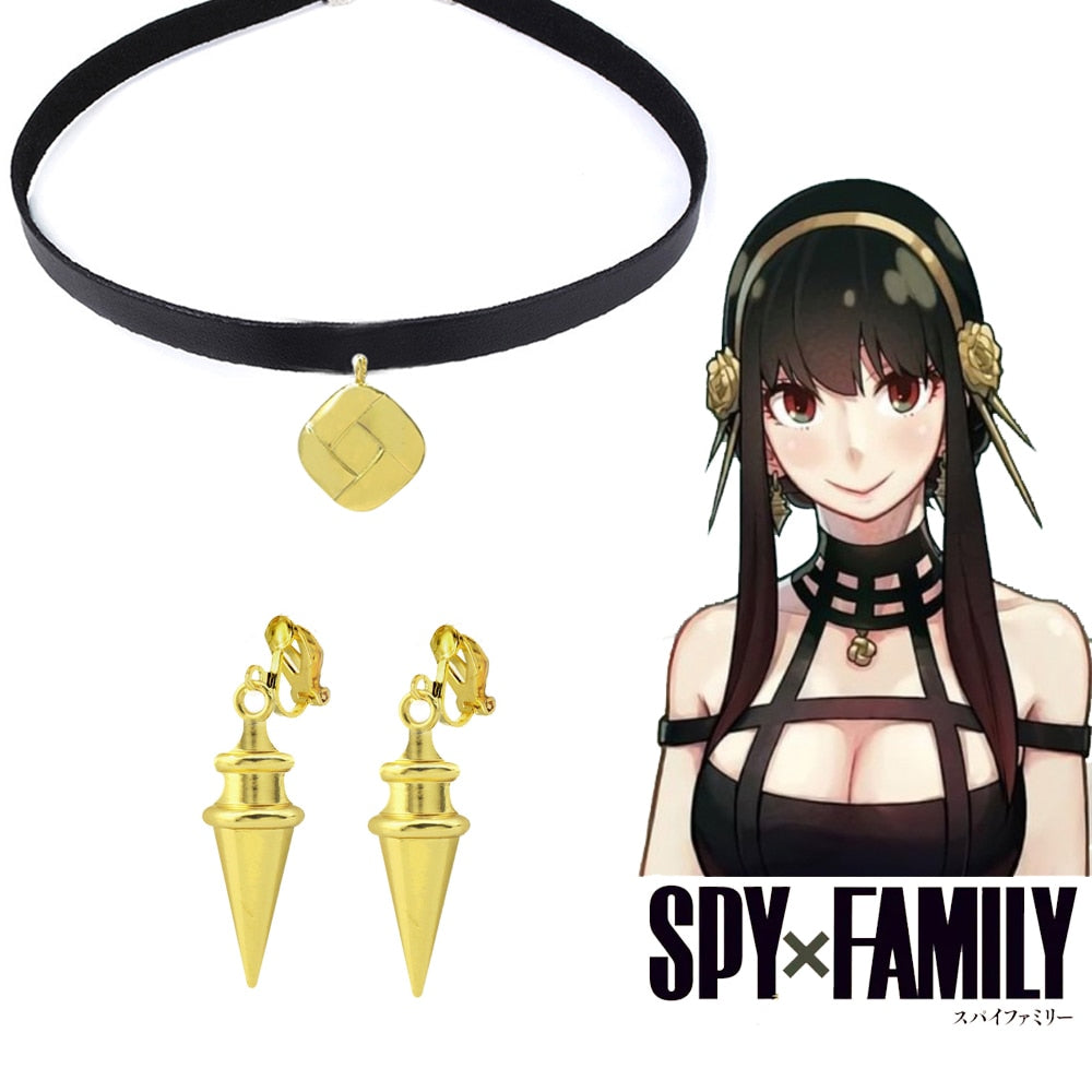 Anime SPY×FAMILY Yor Forger Cosplay Earrings Drop Golden Tapered Punk Women Ear Clips Fans Costumes Jewelry Gift