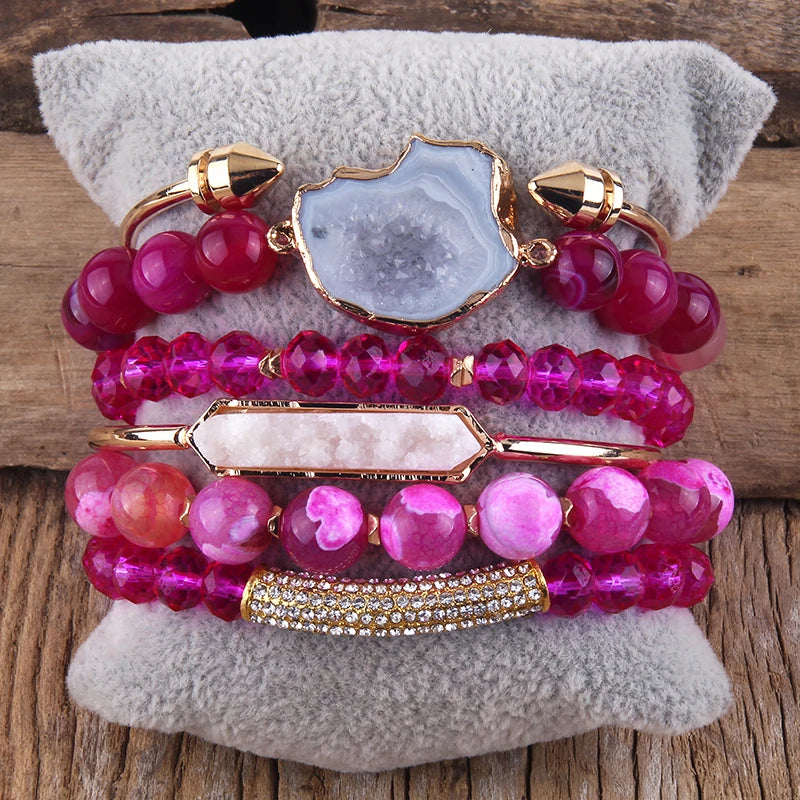 Fashion Boho Natural Stone Beaded Bracelet Jewelry Multi 6pc Stack Bracelet & Bangle Sets For Women Gift - Charlie Dolly