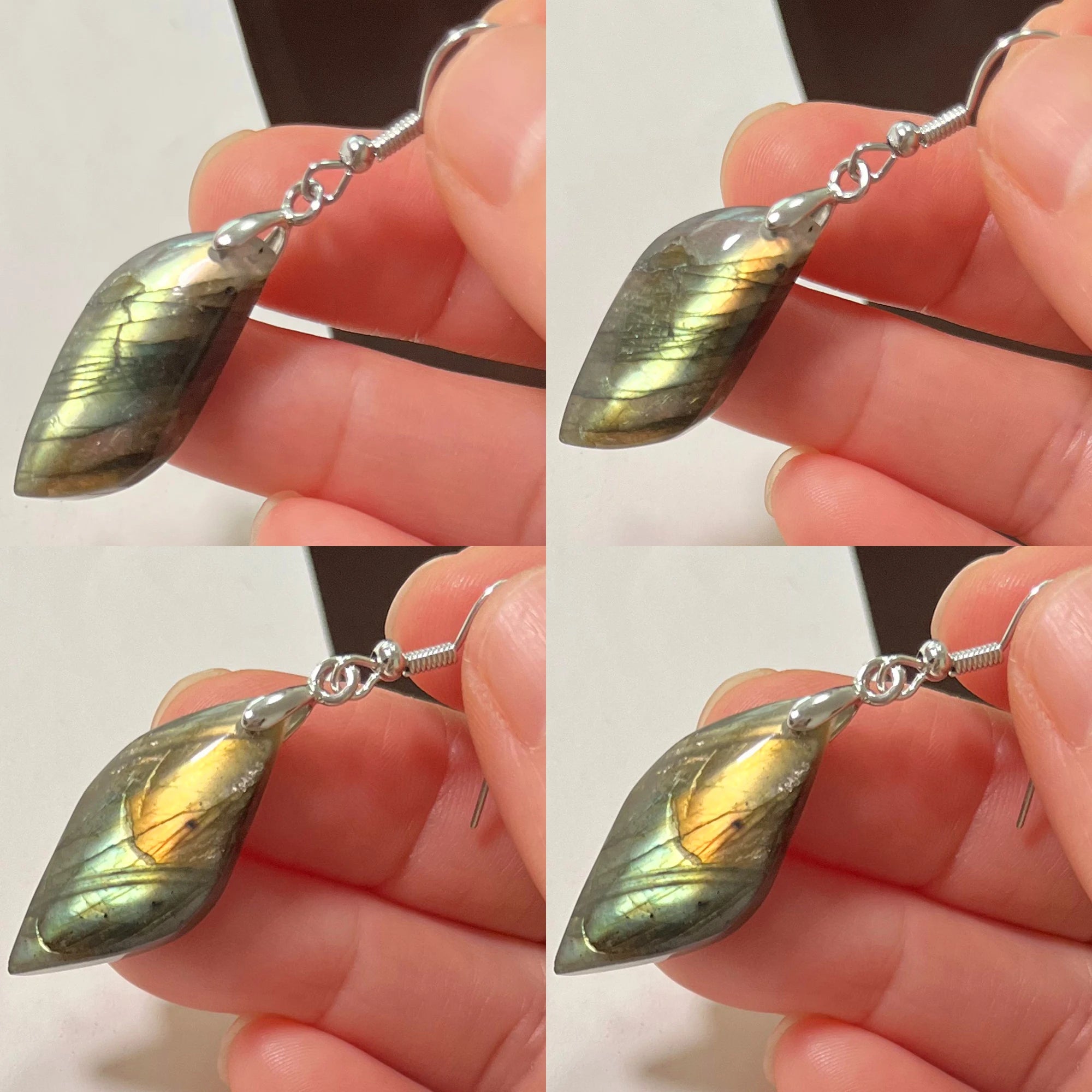 Blue Labradorite Pendant & Earrings Set, Raw Natural Stone Unisex Boho Jewelry