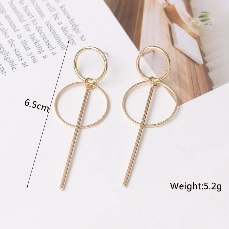 Twisted Gold Metal Geometric Dangle Earrings Jewelry