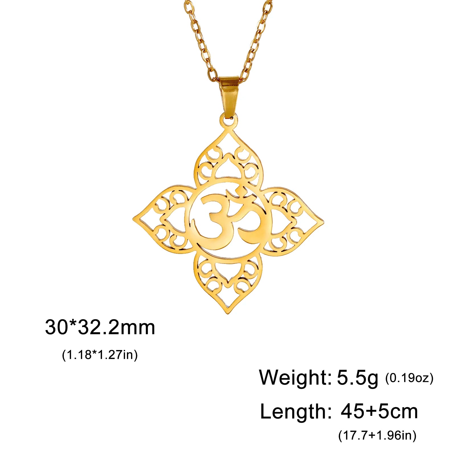 Lotus Mandala OM Symbol Spiritual Amulet Necklace