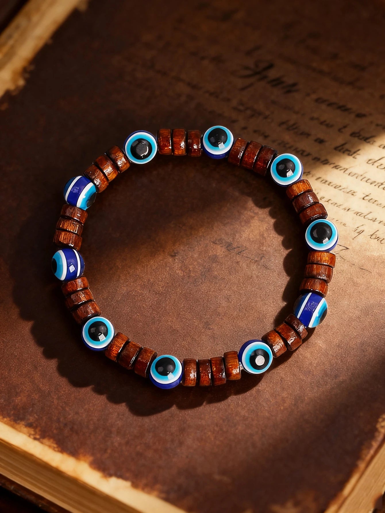 Natural Stone & Wood Bead Boho Protection Bracelet, Handmade Grounding Talisman