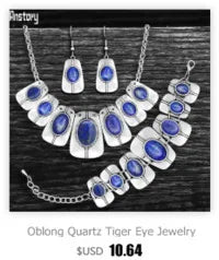 Vintage Plumflower Natural Jades Quartz Earrings For Women Antique Silver Plated Lapis Lazuli Tiger Eye Stone Fashion Earring - Charlie Dolly