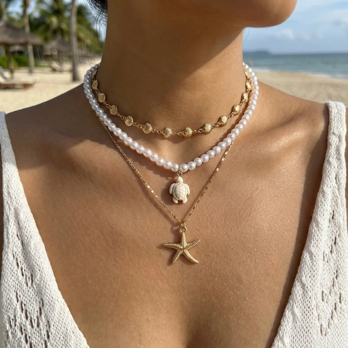 Turtle, Starfish and Shell Fishtail Boho Choker