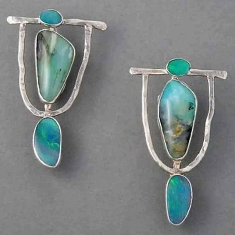 Tribal Boho Natural Stone Dangle Earrings