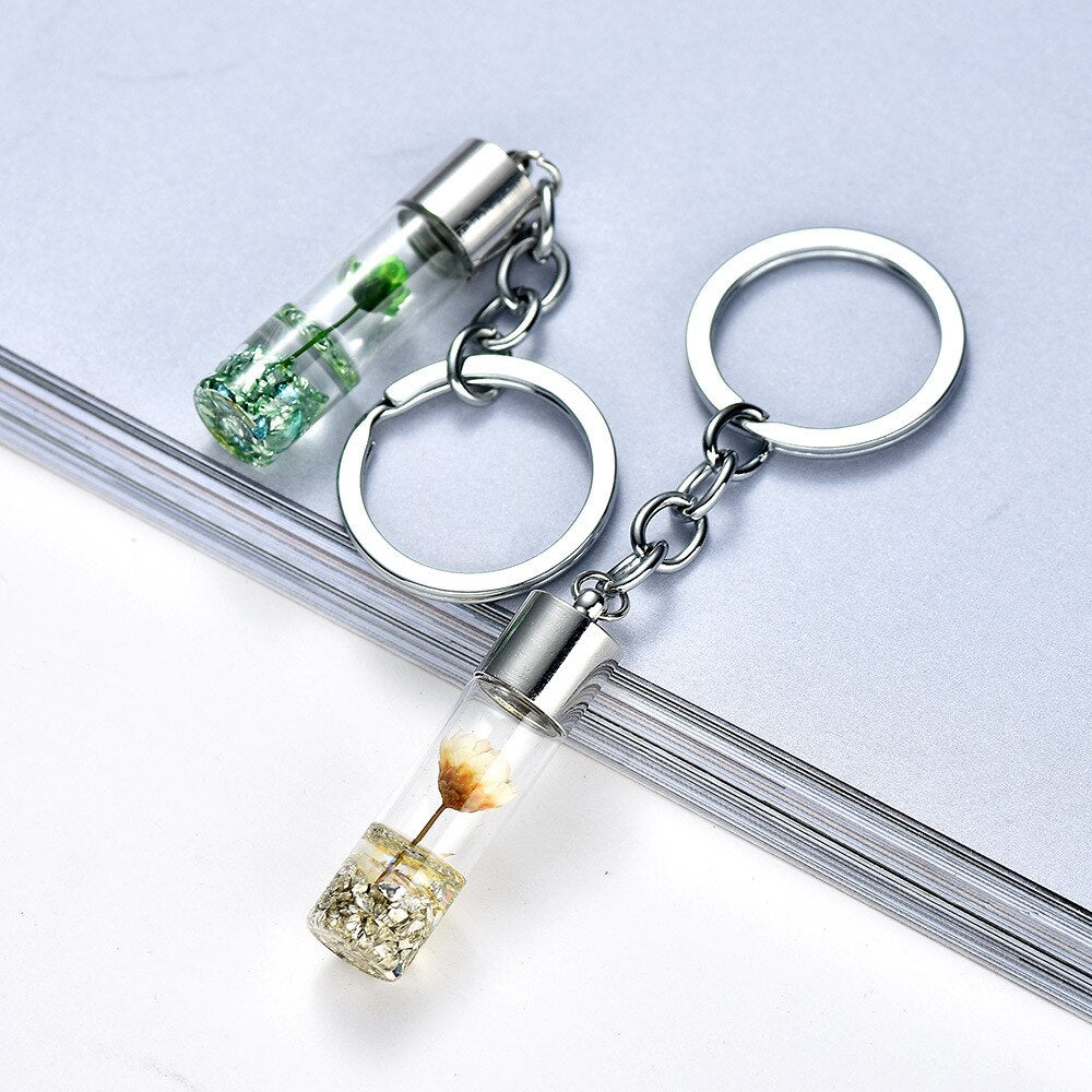 Fashion Eternal Flower Keyring Handmade Natural Plant Keychain for Women Men Bag Accessories Creative Friendship Gifts