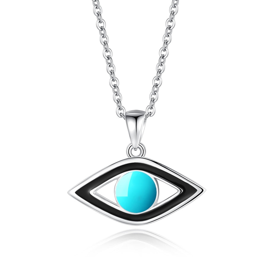 KALETINE 925 Sterling Silver Evil Eye Necklaces Women Gift Crystal CZ Lucky Turkish Blue Eye CZ Necklace Fine Turkey Jewelry