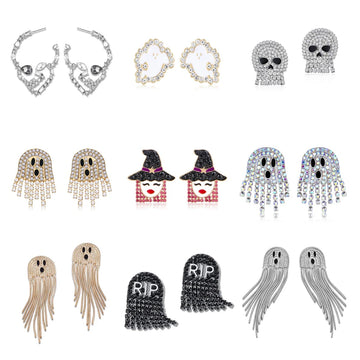 Rongwo Cute Halloween Ghost Stud Earrings Encrusted Crystal Sparkling Quality Jewelry Gift for Women Girls Fashion Earrings - Charlie Dolly