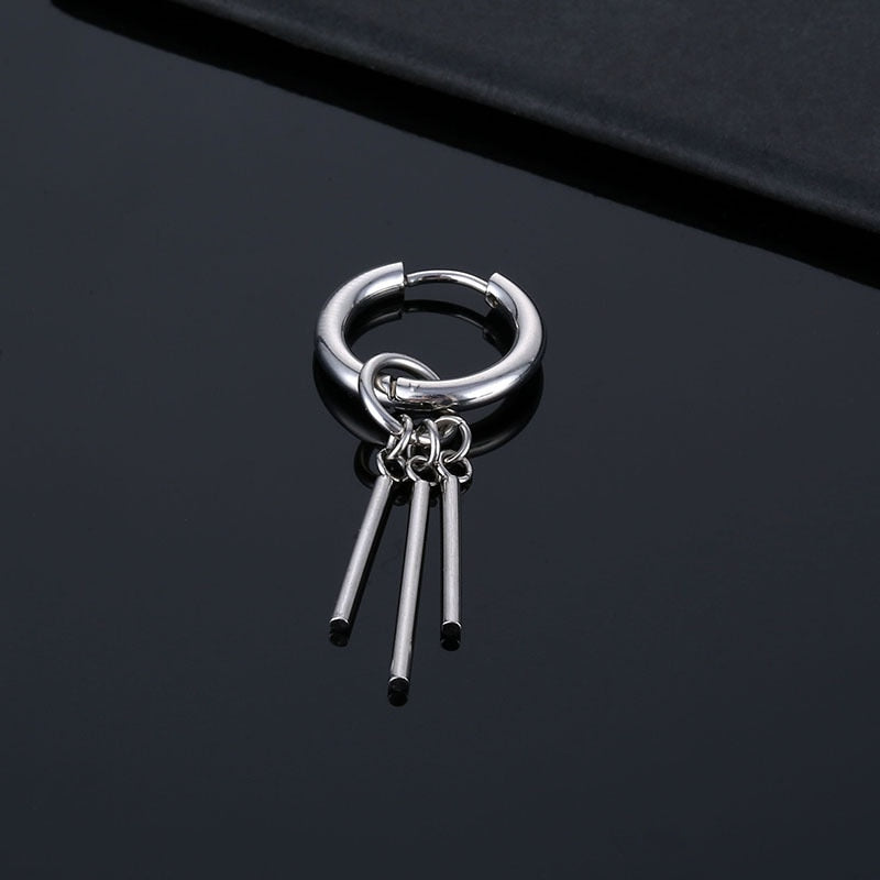 Fashion Gothic Street Hip Hop Stick Stainless Steel Black Drop Earrings For Women Men Ear Jewelry Pendant Cool Eardrop Zoro