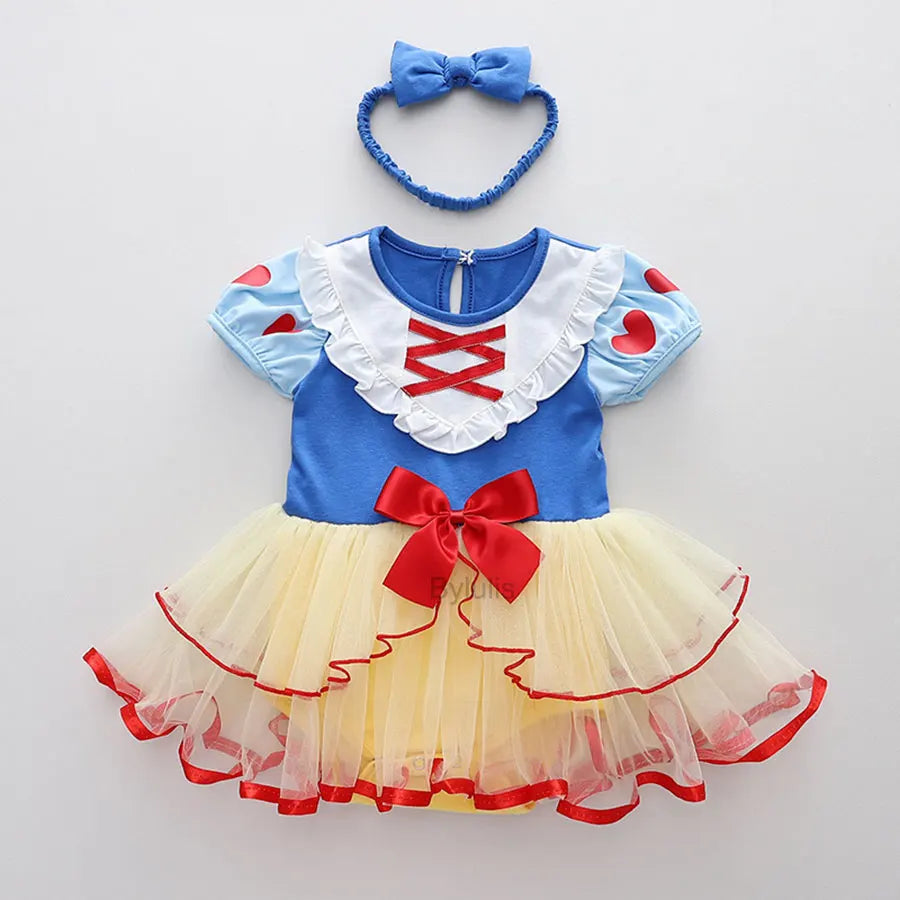 Baby Romper Tutu Dress with Headband Infant Baby Girl Princess Clothes Cute Design Kids Dress Halloween Party Costumes Outfit - Charlie Dolly