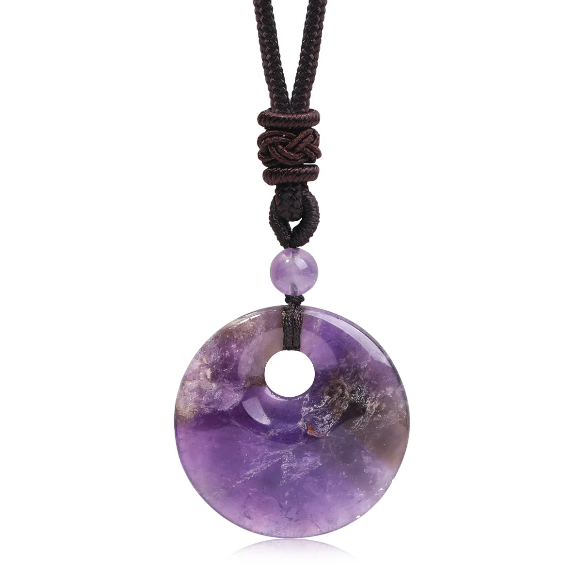 Natural Gemstone Chinese Peace Knot Pendant Necklace, Sacred Blessing Amulet
