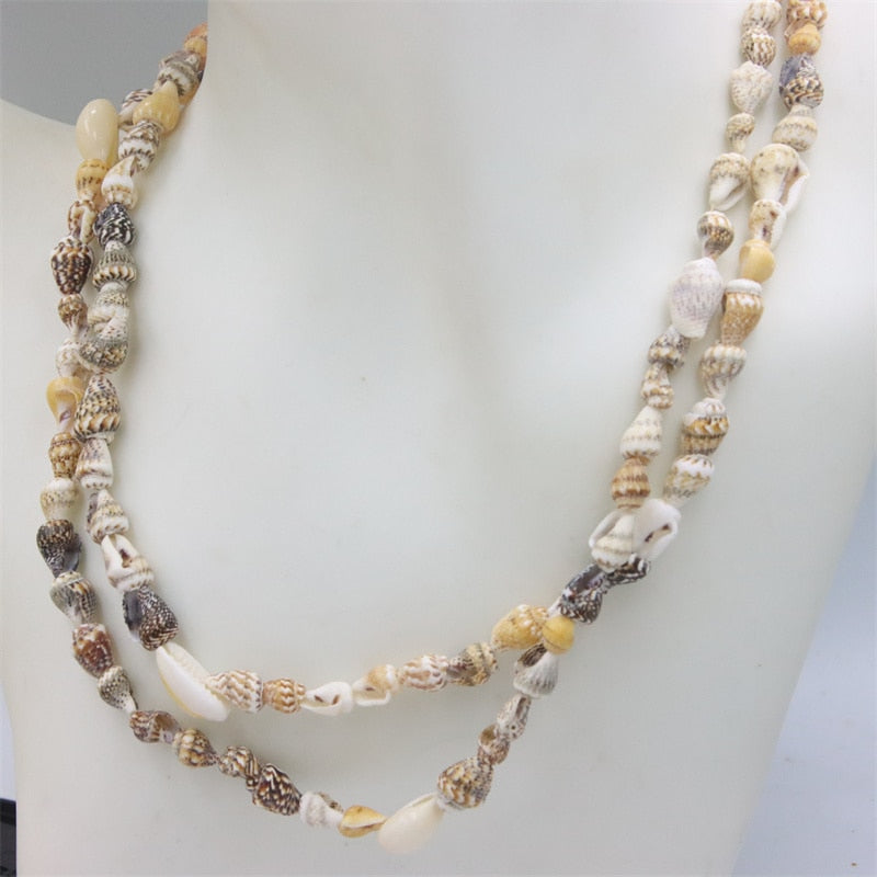 Trendy Fashion Jewelry Natural Sea Snail Shape Shell Beads Making Long Necklace Sweater Design For Women Party Gift Accessories