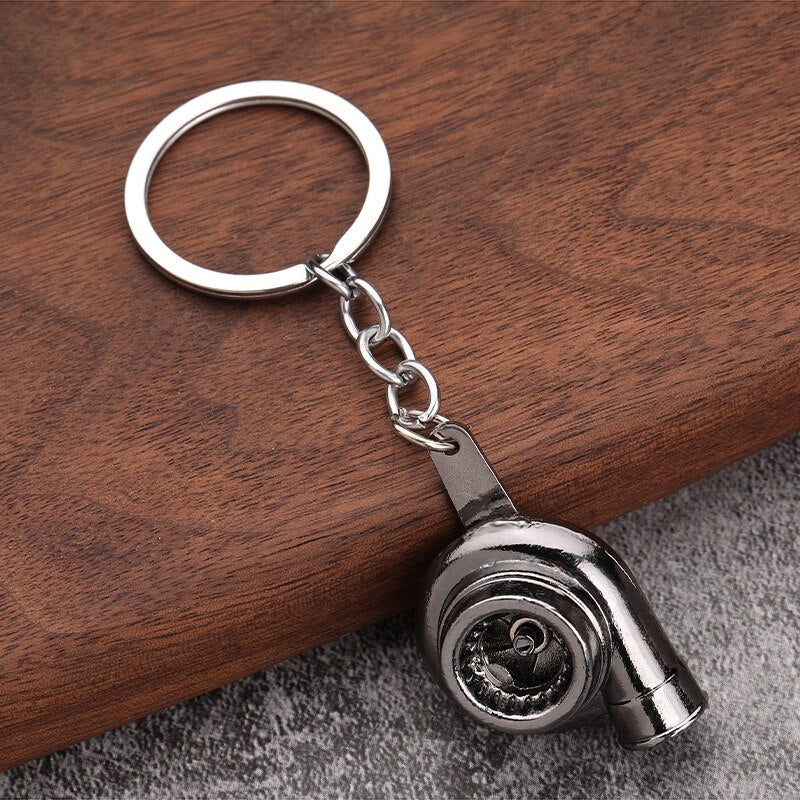 Simulation Alloy Keychain Car Modification Mini Metal Turbo Key Chain Accessories Backpack Pendant Creative Gift for Men Friends