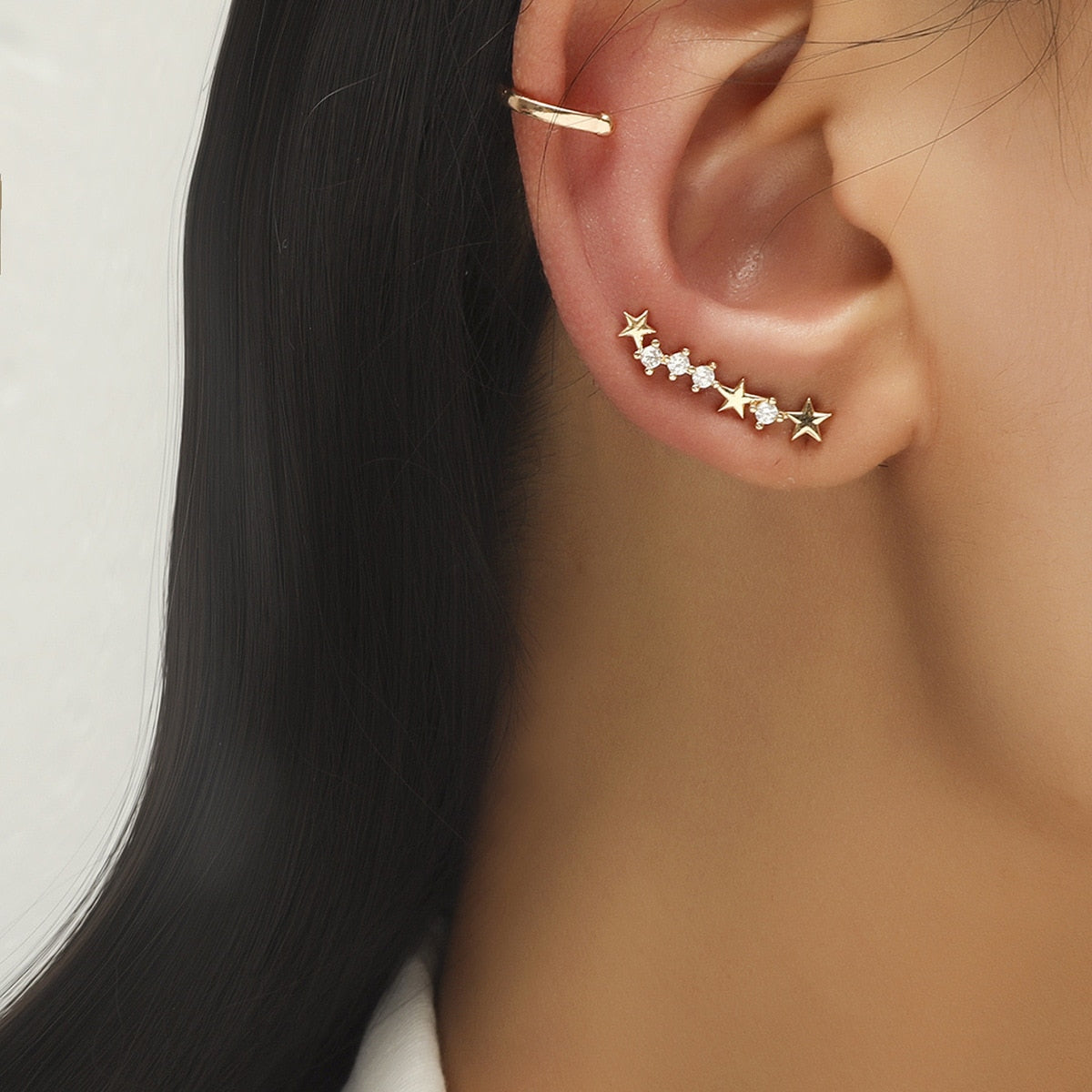 Trendy Bohemian No Piercing Crystal Rhinestone Ear Cuff Earrings for Women Wrap Stud Clip Earrings Girl Earrings Jewelry Bijoux