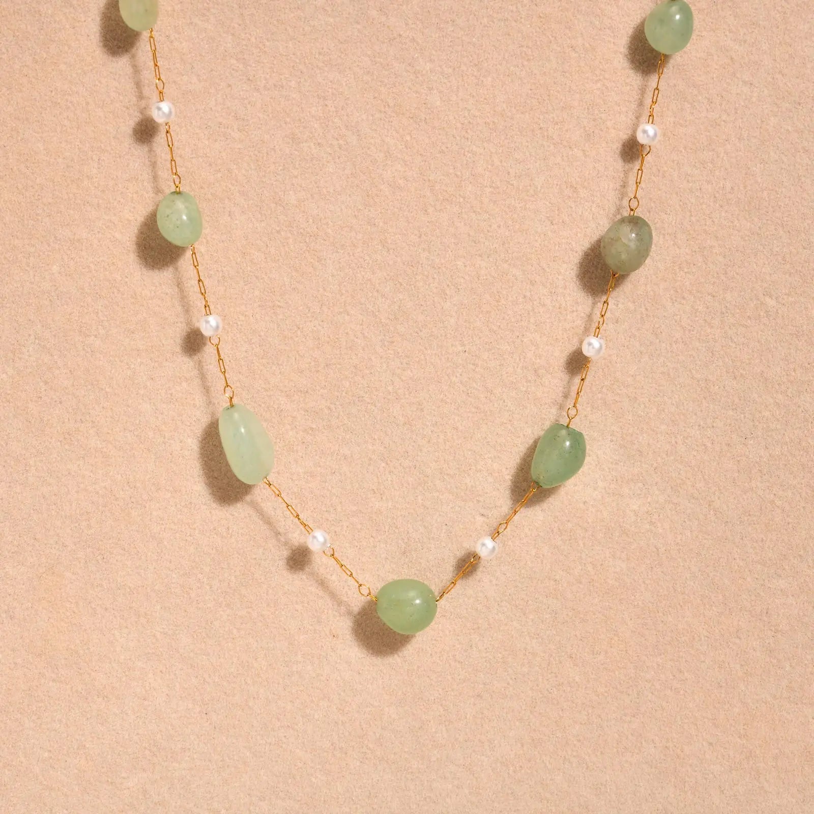 Natural Stone & Pearl Boho Necklace
