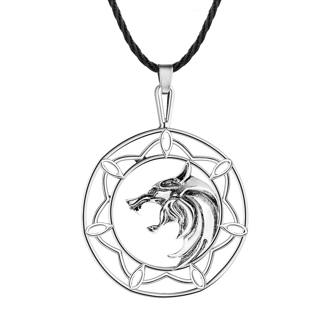 Wolf Head Medallion Pendant, Slavic Viking Sacred Amulet Necklace