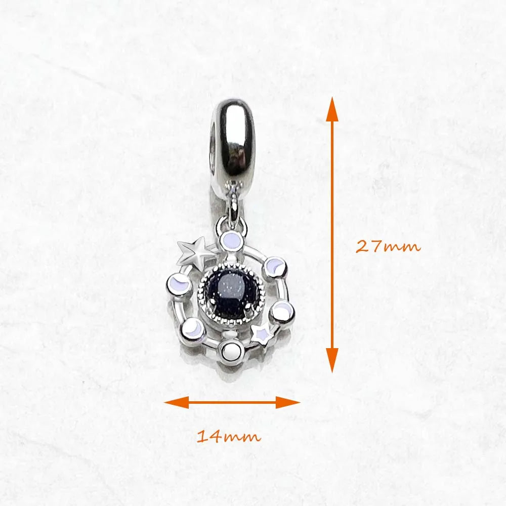 Moon Phase Charm Pendant, Handmade Sterling Silver Celestial Jewelry