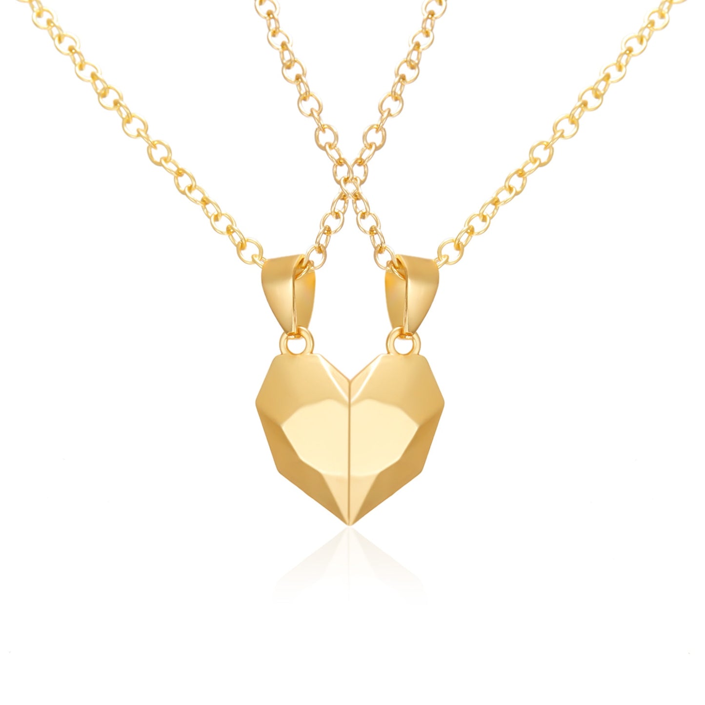 2Pcs/Lot Magnetic Couple Necklace Friendship Heart Pendant Distance Faceted Charm Necklace Women Valentine's Day Gift 2021