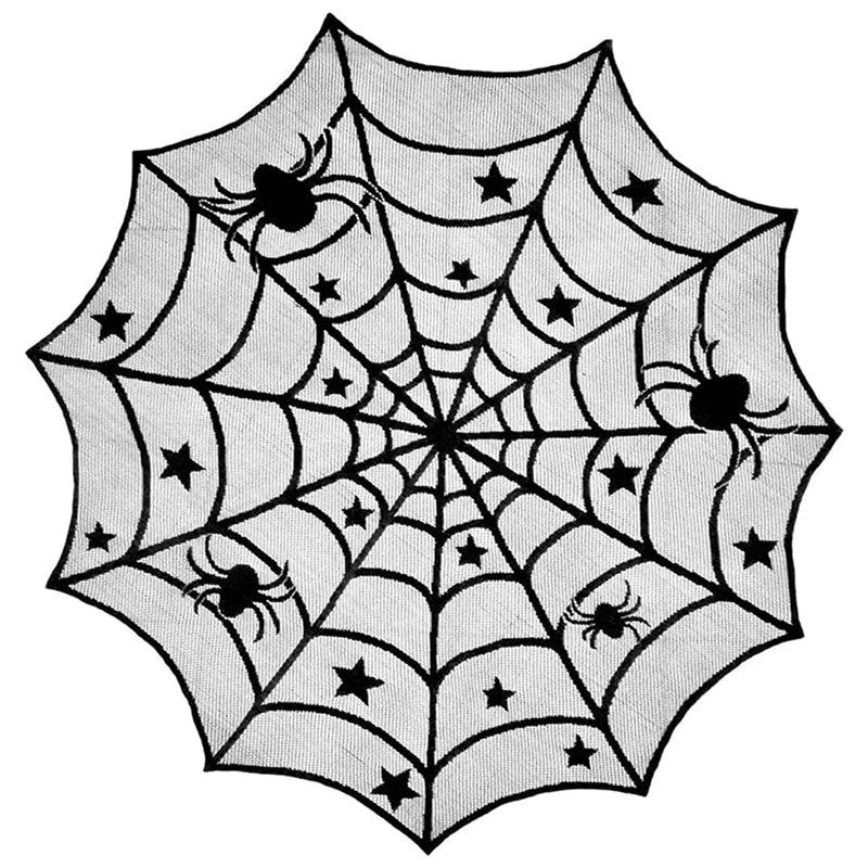 Halloween Black Lace Placemat Happy Halloween Party Decorations 2024 For Home Spider Web Tablecloth Kitchen Dining Table Covers - Charlie Dolly