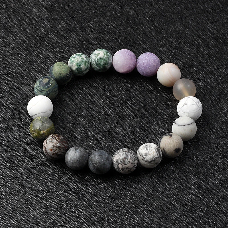 Nine Planets Solar System Beaded Bracelet, Natural Stone Galaxy Cosmic Talisman