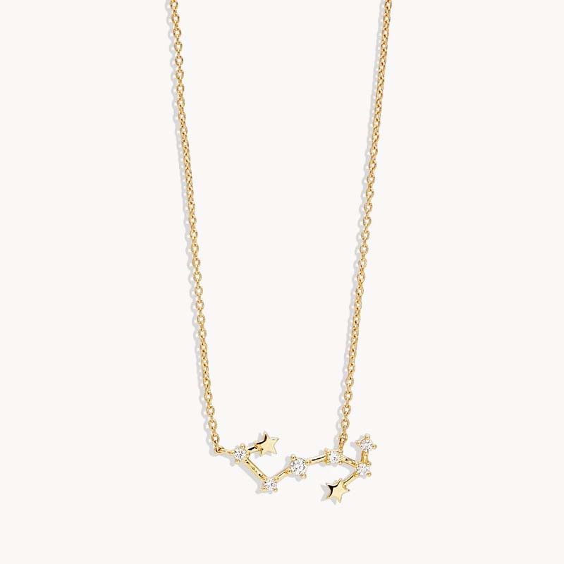 Aide 925 Sterling Silver Zodiac Sign 12 Constellation Pendant Necklaces Sparkling Zircon Charm Necklace for Women Birthday Gift