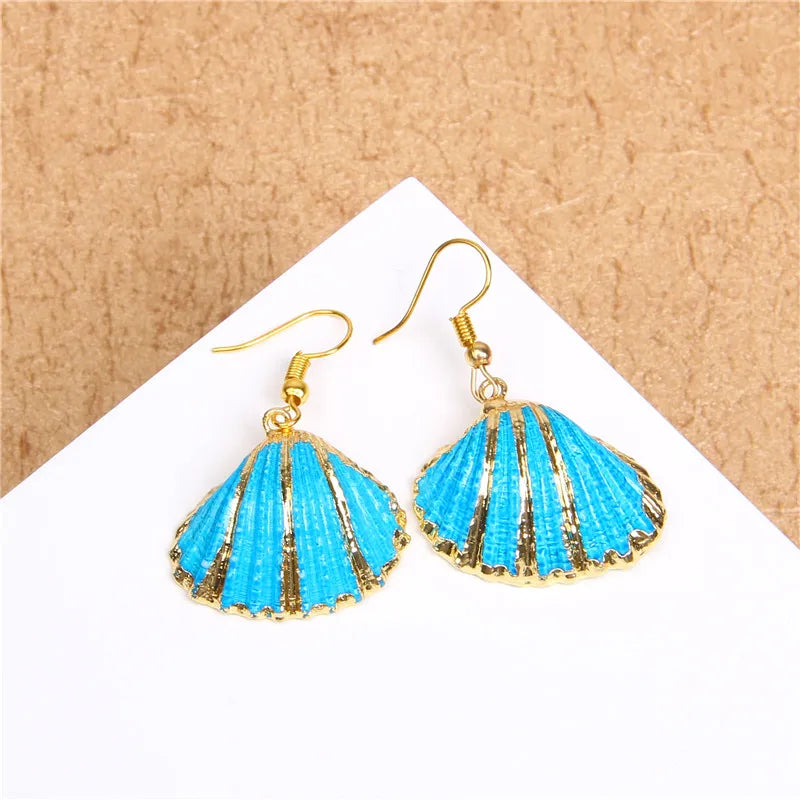 Natural Shell Scallop Drop Earrings Jewelry