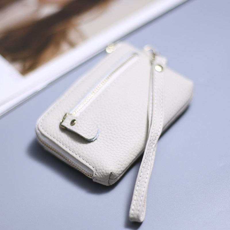 Wristlet Wallets for Women Coin Purse Genuine Leather Clutch Bags Ladies Money Credit Card Keychain Holder Short Wallet