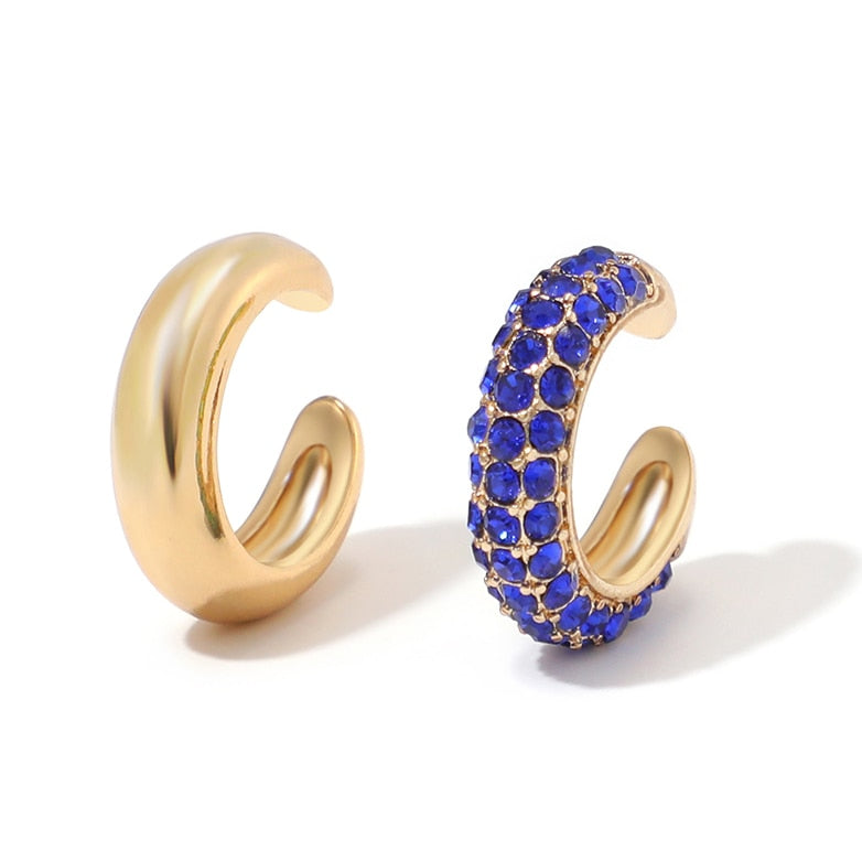 2023 New Fashion Pearl Ear Cuff Bohemia Stackable C Shaped CZ Rhinestone Small Earcuffs Clip Earrings for Women Wedding Jewelry